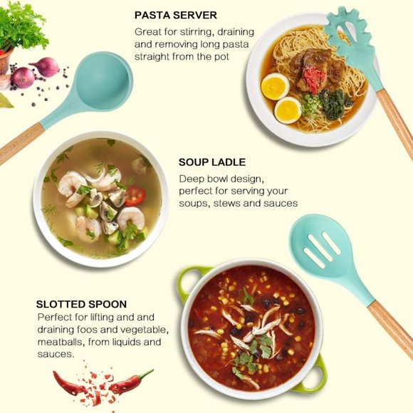 Silicone Cooking Kitchen Utensils Set 17 Pcs - Picture 4 of 7